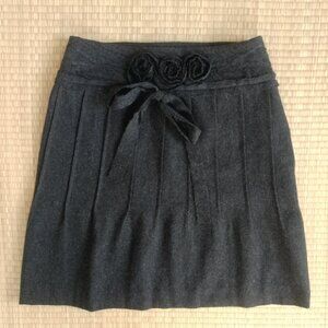 Philosophy Di Alberta Ferretti 4 100% wool silk dark gray skirt flower waist